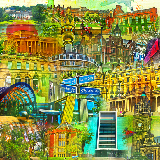 RAY - RAYcities - Sheffield - Collage - 70 x 70 cm
